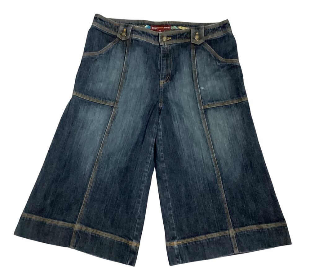 Jones Wear Jeans Wide Leg Denim Jorts Women’s Size 14 Contrast Seam Y2K